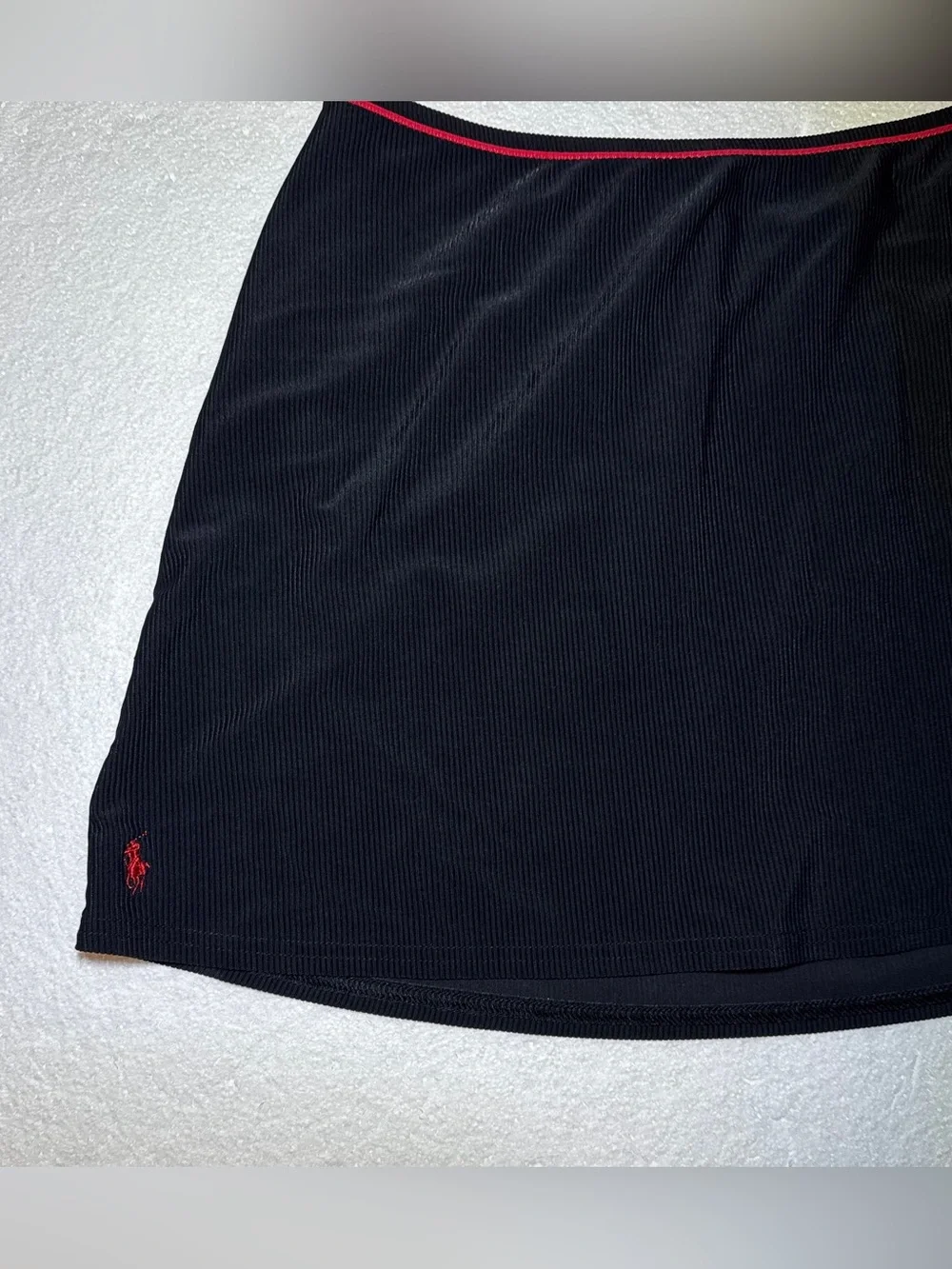 Polo Sport by Ralph Lauren Ribbed Black Mini Skirt with Red Trim Pony Logo